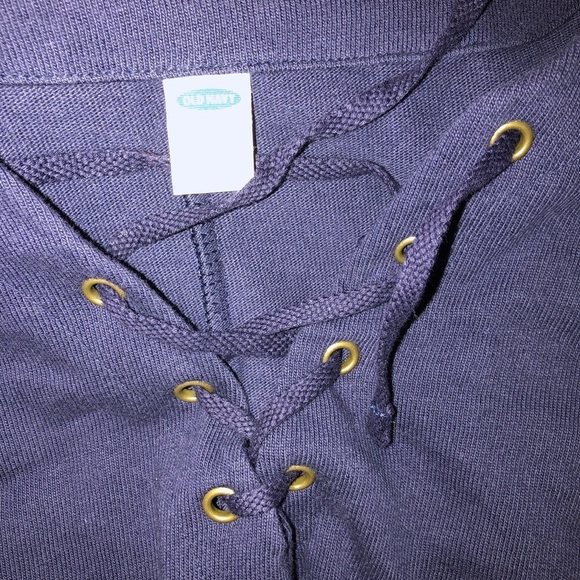 OLD navy small T-shirt lace up navy cozy dress - Picture 3 of 4